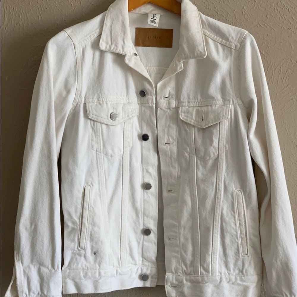 H&M white jean jacket